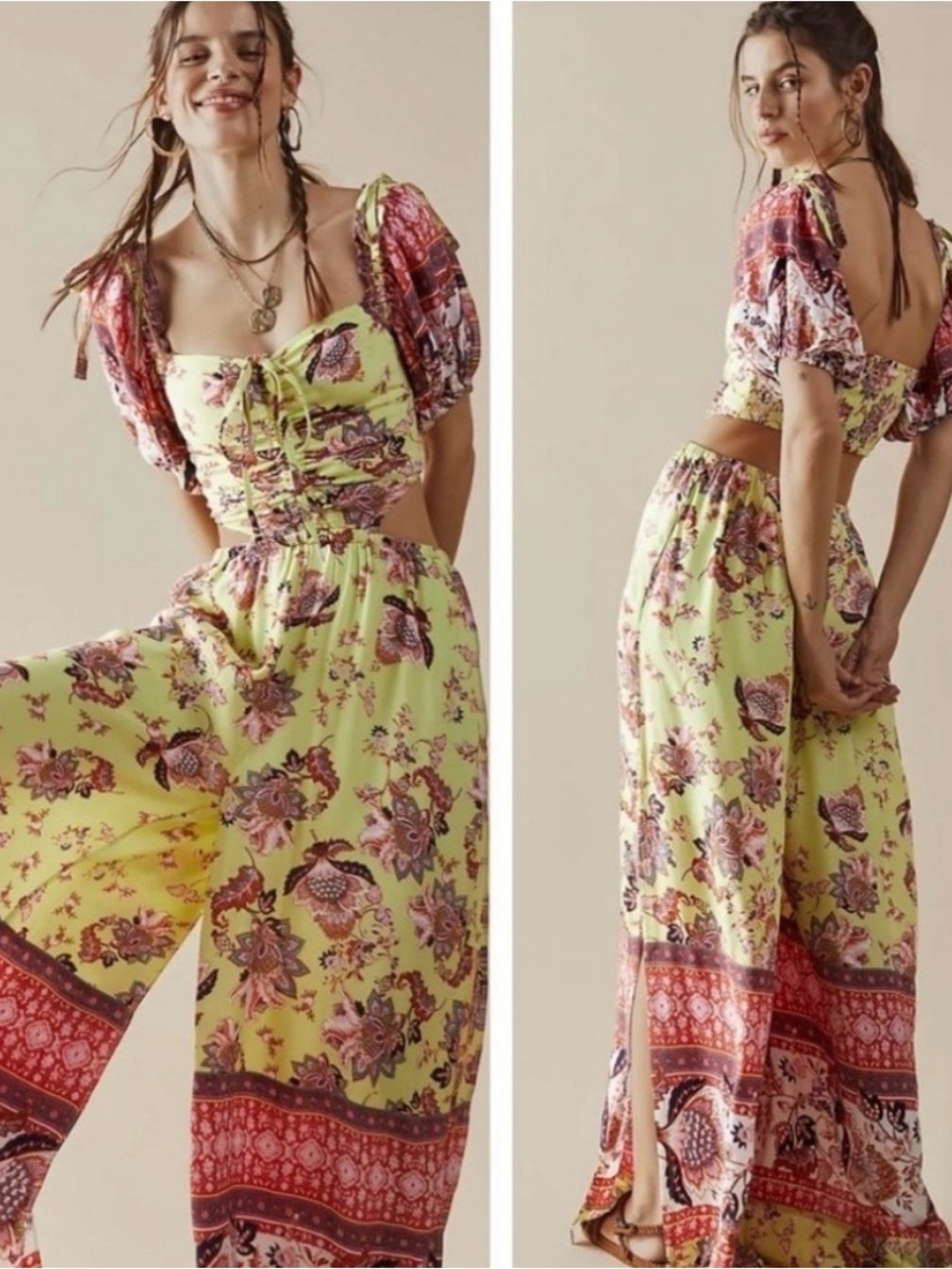 Free People Wide-Leg Jumpsuit - Bali Citrus Skies